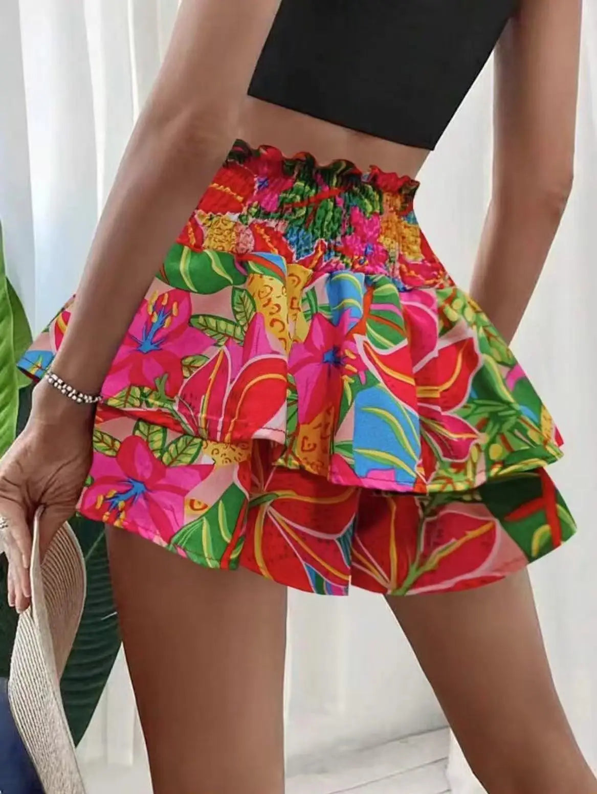 Falda pantalón floral para mujer