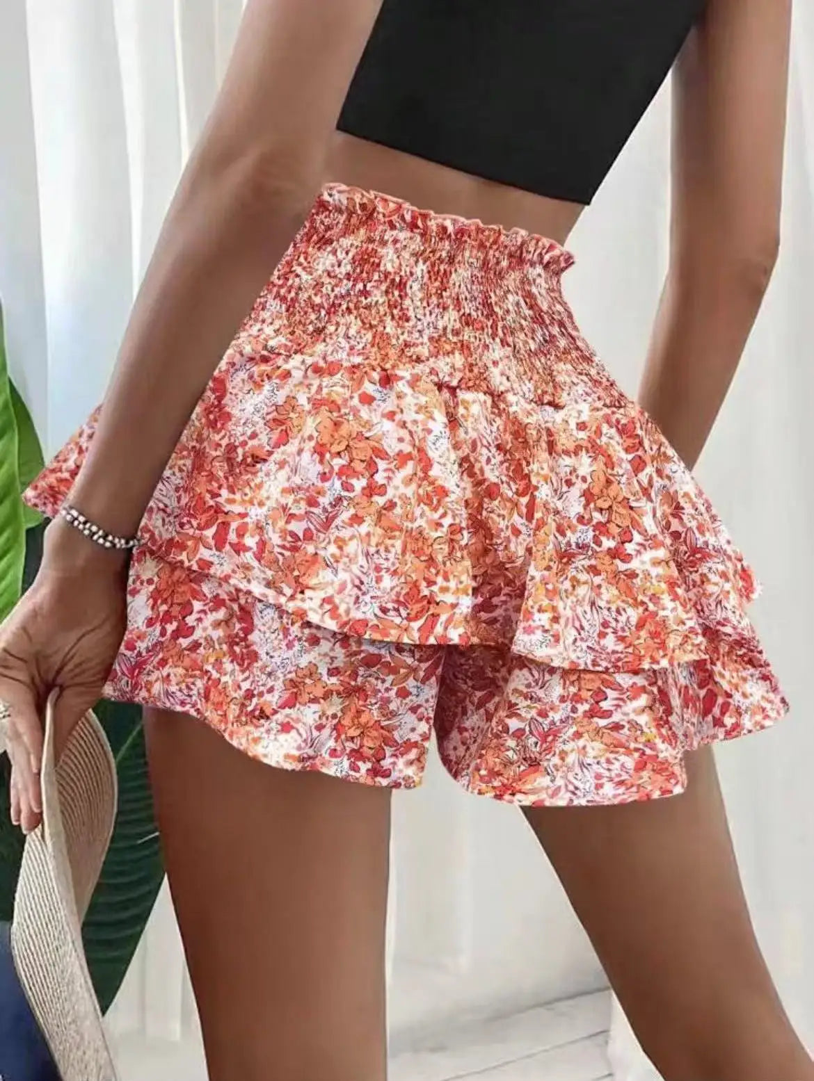 Falda pantalón floral para mujer