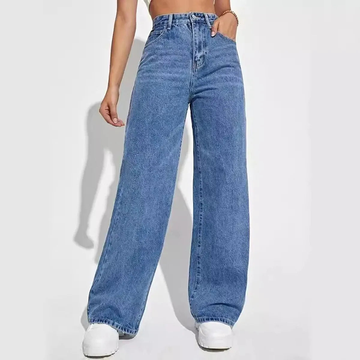 High-Waist Baggy Straight Jeans