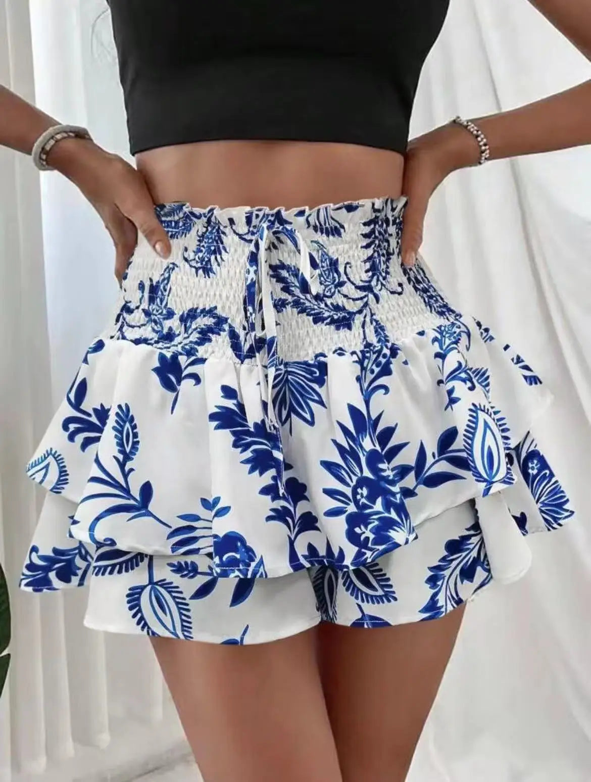 Falda pantalón floral para mujer