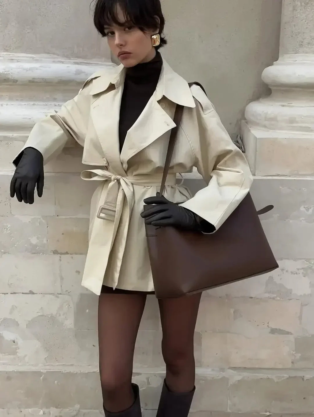 Women’s Belted Short Trench Coat