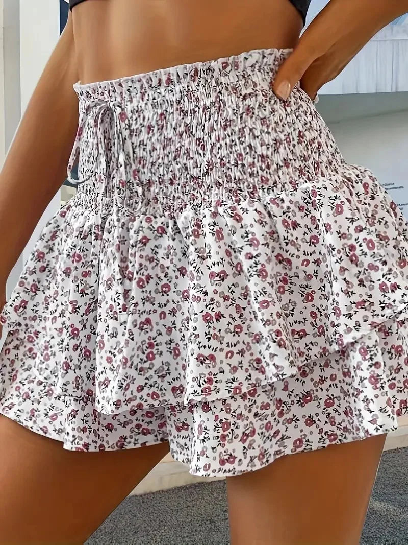 Falda pantalón floral para mujer