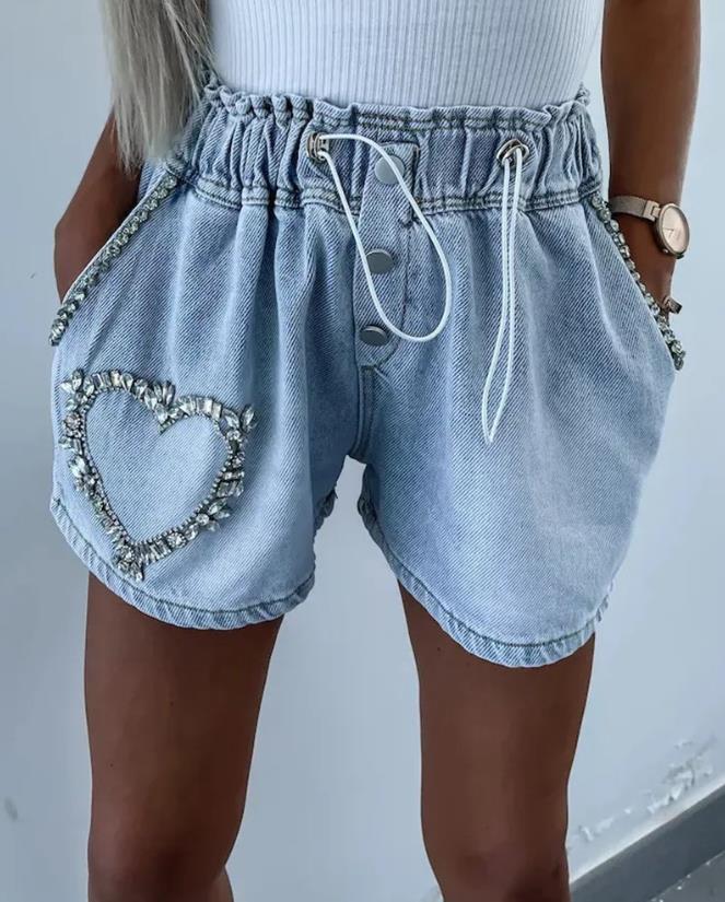 Rhinestone Heart Shorts