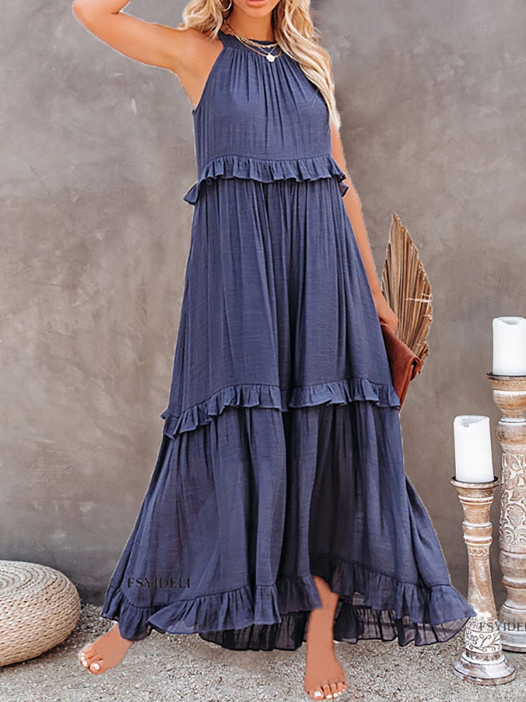 Vestido elegante con volantes