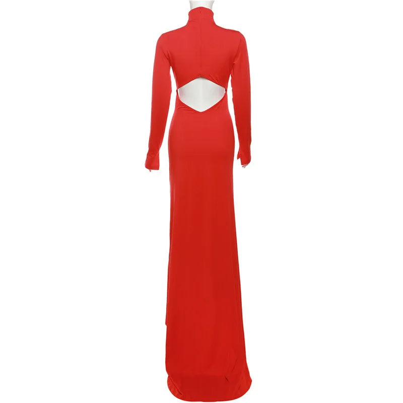 Vestido largo rojo con aberturas