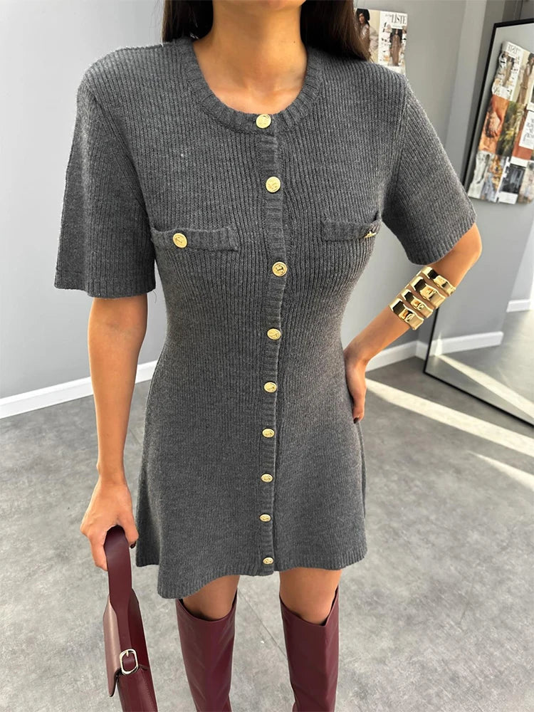 Elegant Knit Mini Dress