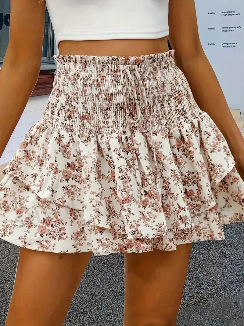 Falda pantalón floral para mujer