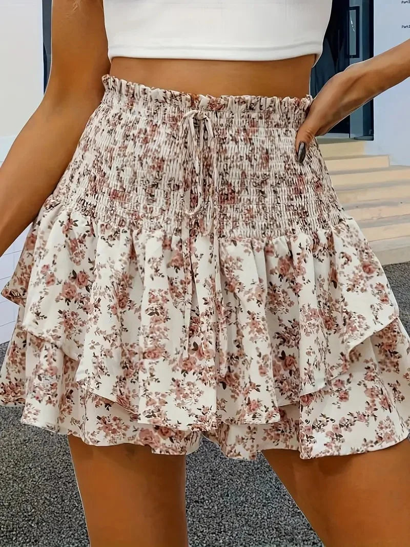 Falda pantalón floral para mujer