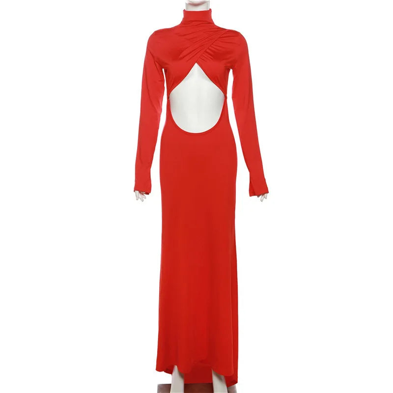 Vestido largo rojo con aberturas
