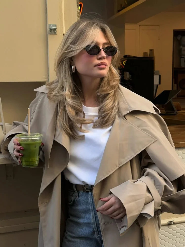 Women’s Lace-Up Long Trench Coat