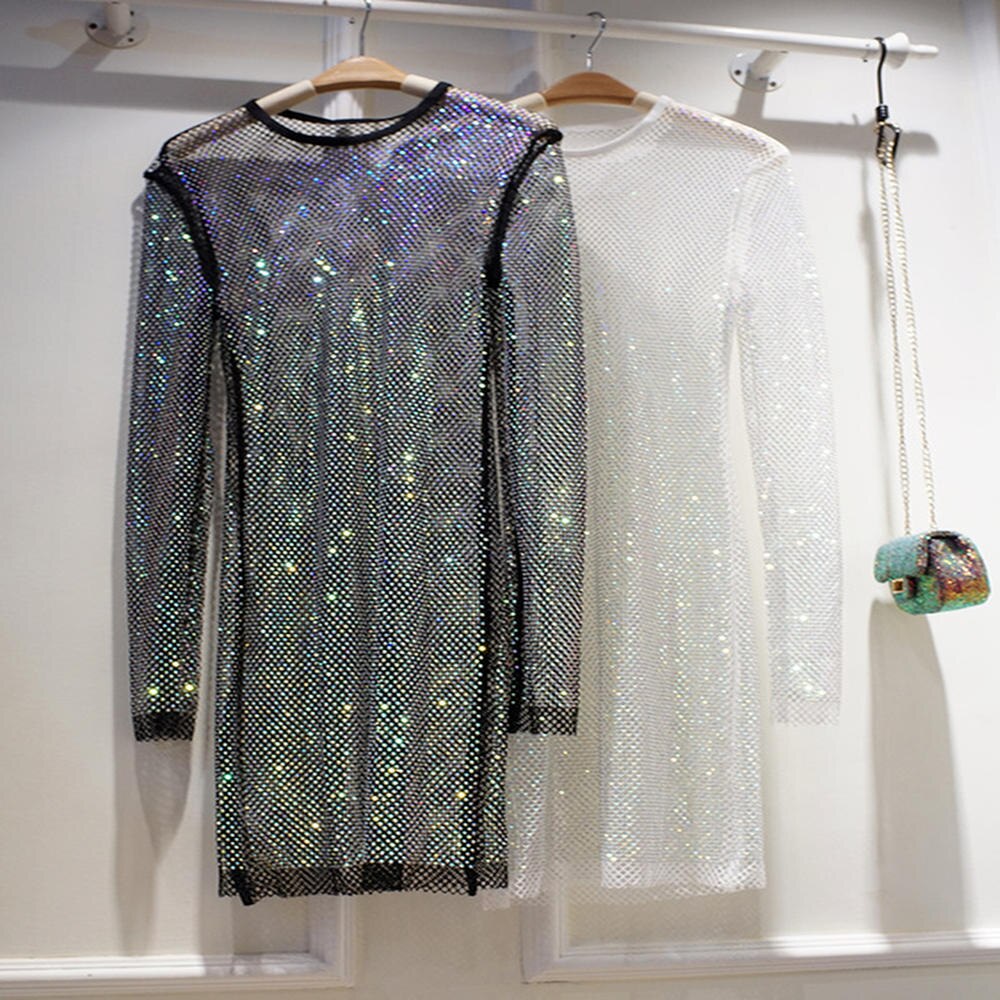 Vestido de fiesta brillante de red