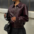 Women's Vintage Zipper Leather Jacket