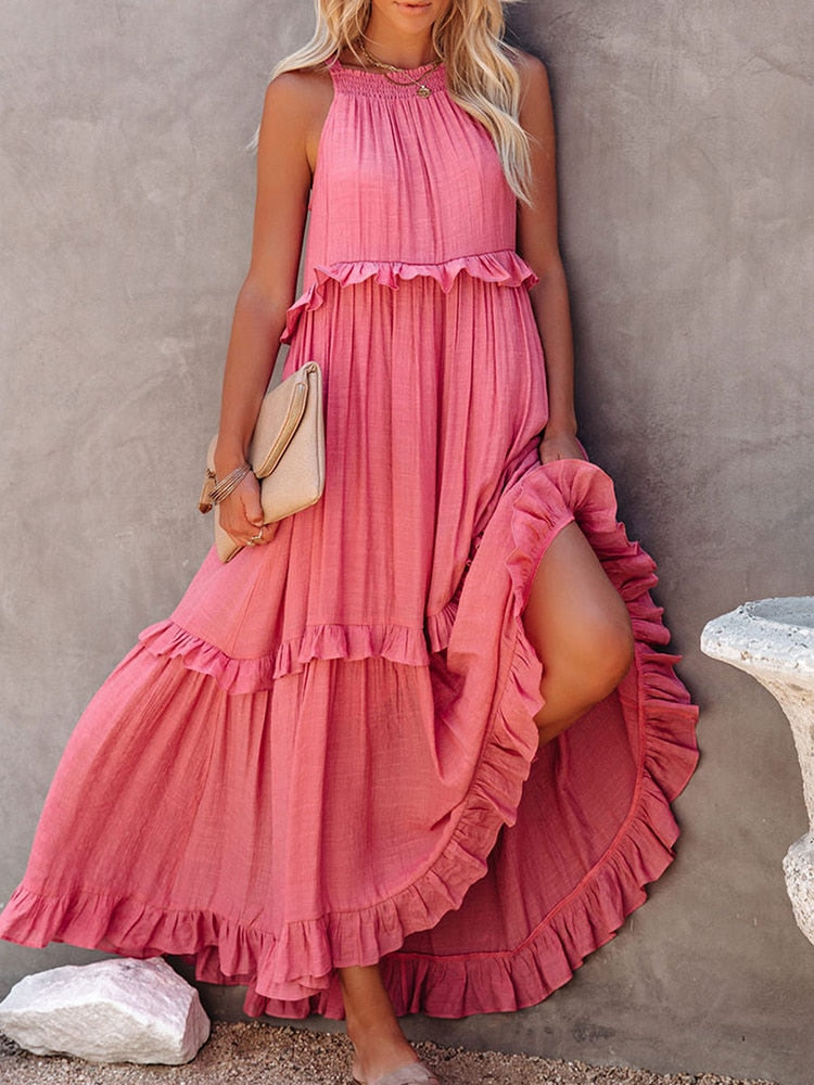Vestido elegante con volantes