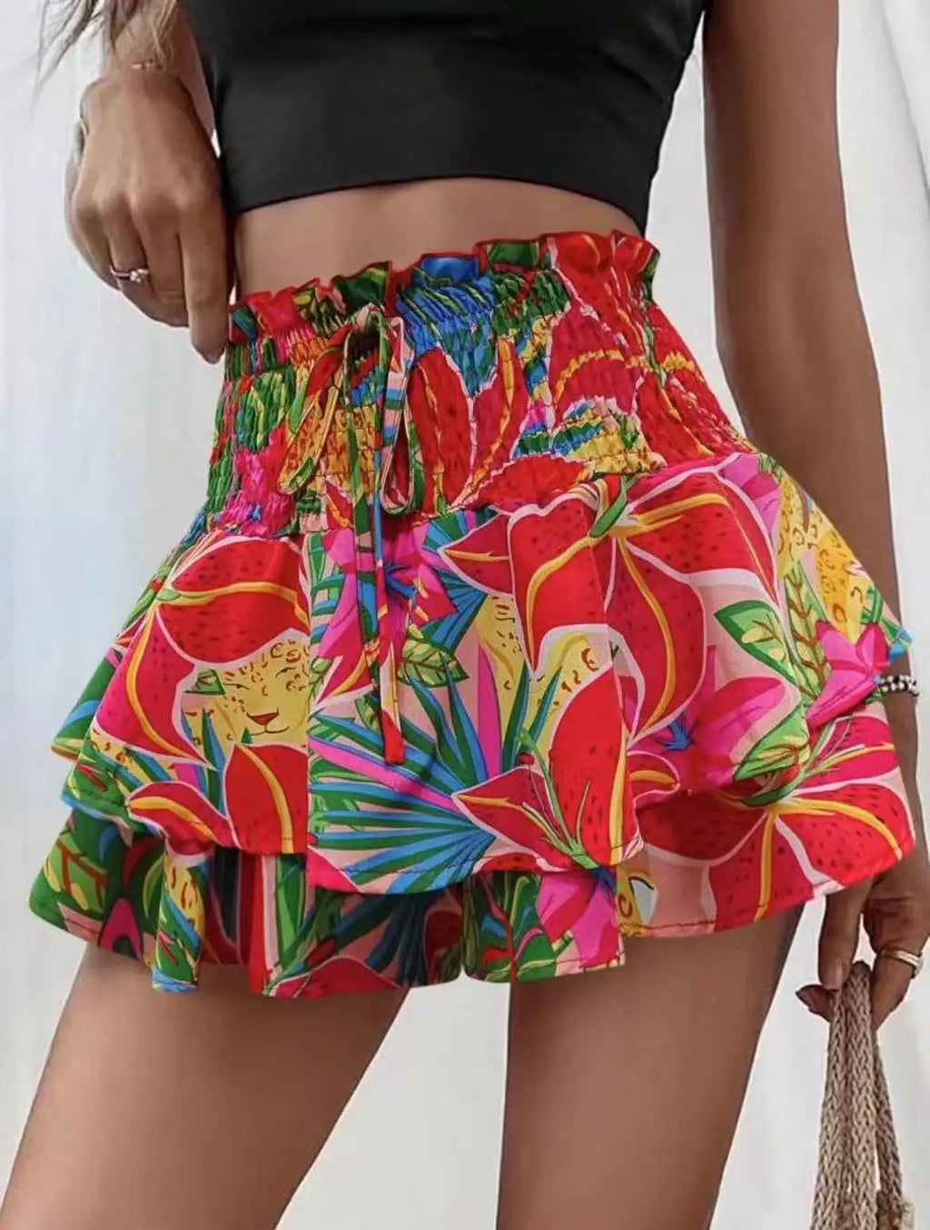 Falda pantalón floral para mujer