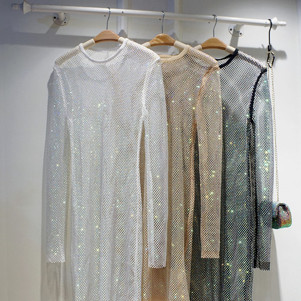 Vestido de fiesta brillante de red