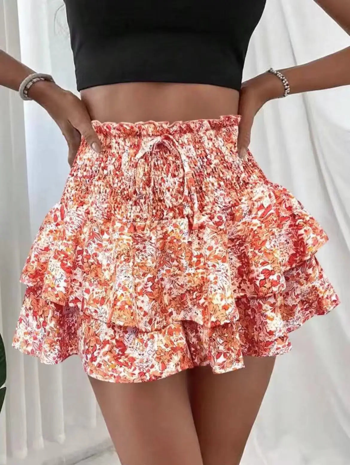 Falda pantalón floral para mujer