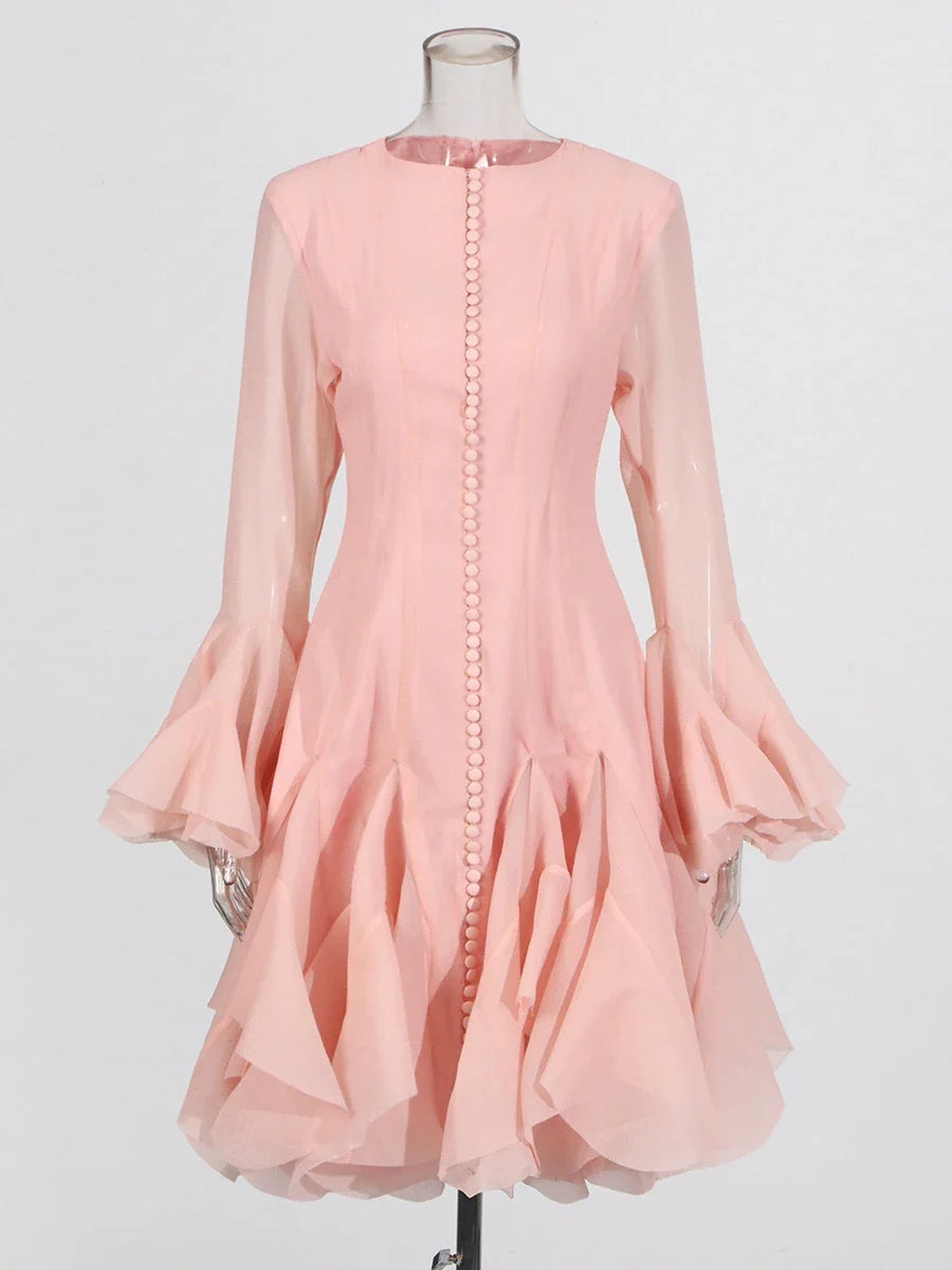 Women’s High Waist Ruffle Dress
