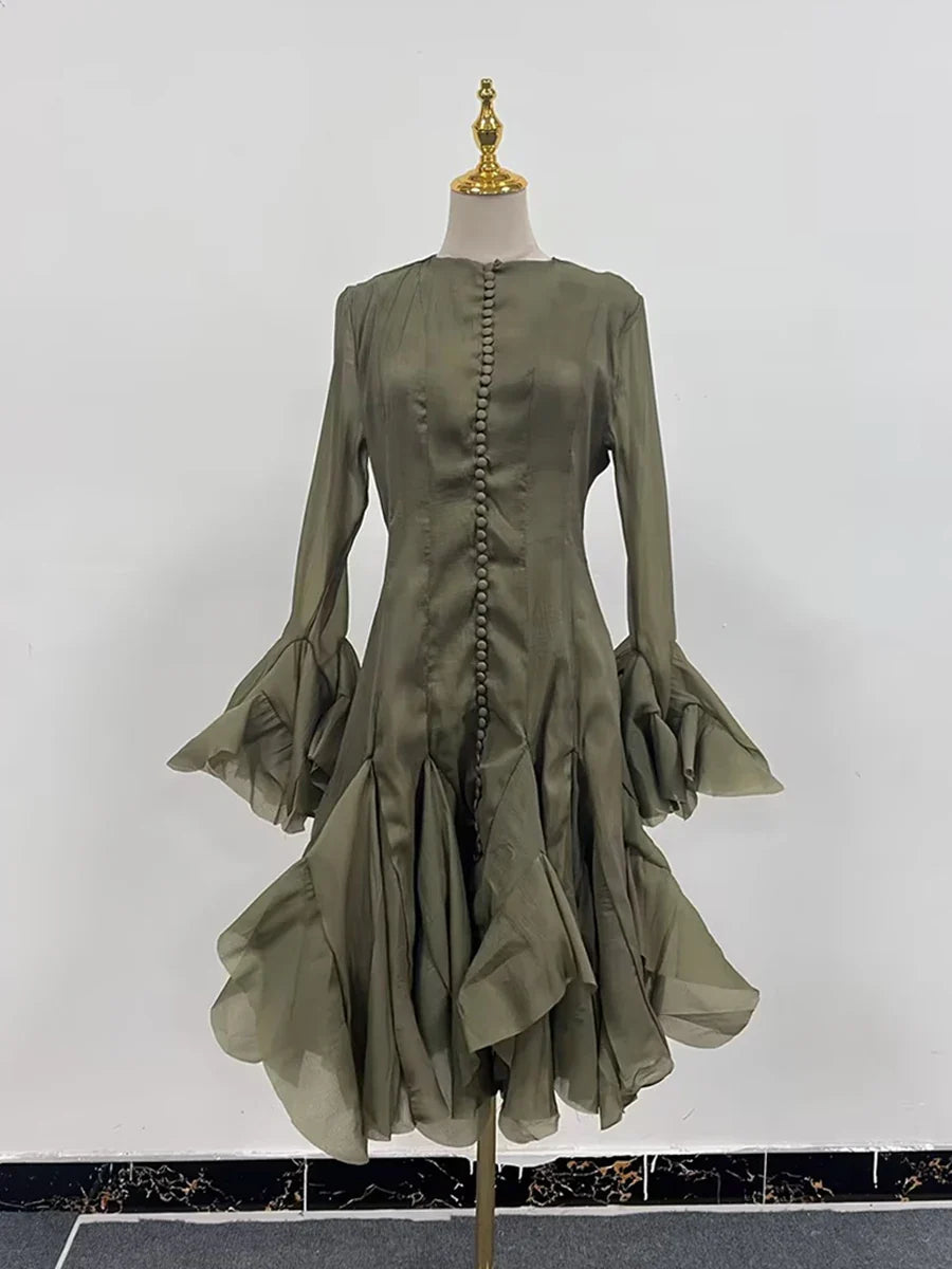 Women’s High Waist Ruffle Dress