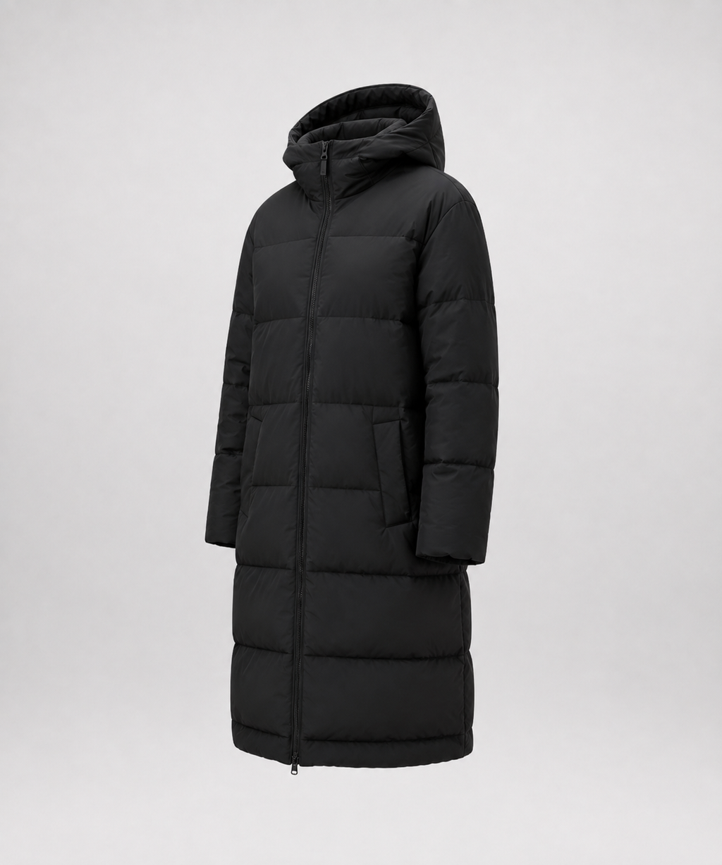 Long Hooded Puffer Jacket — Women's