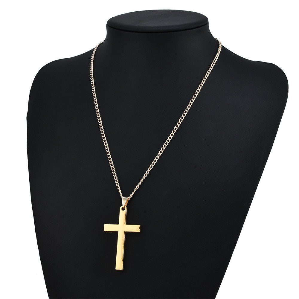 Collar de cruz de acero inoxidable para hombre