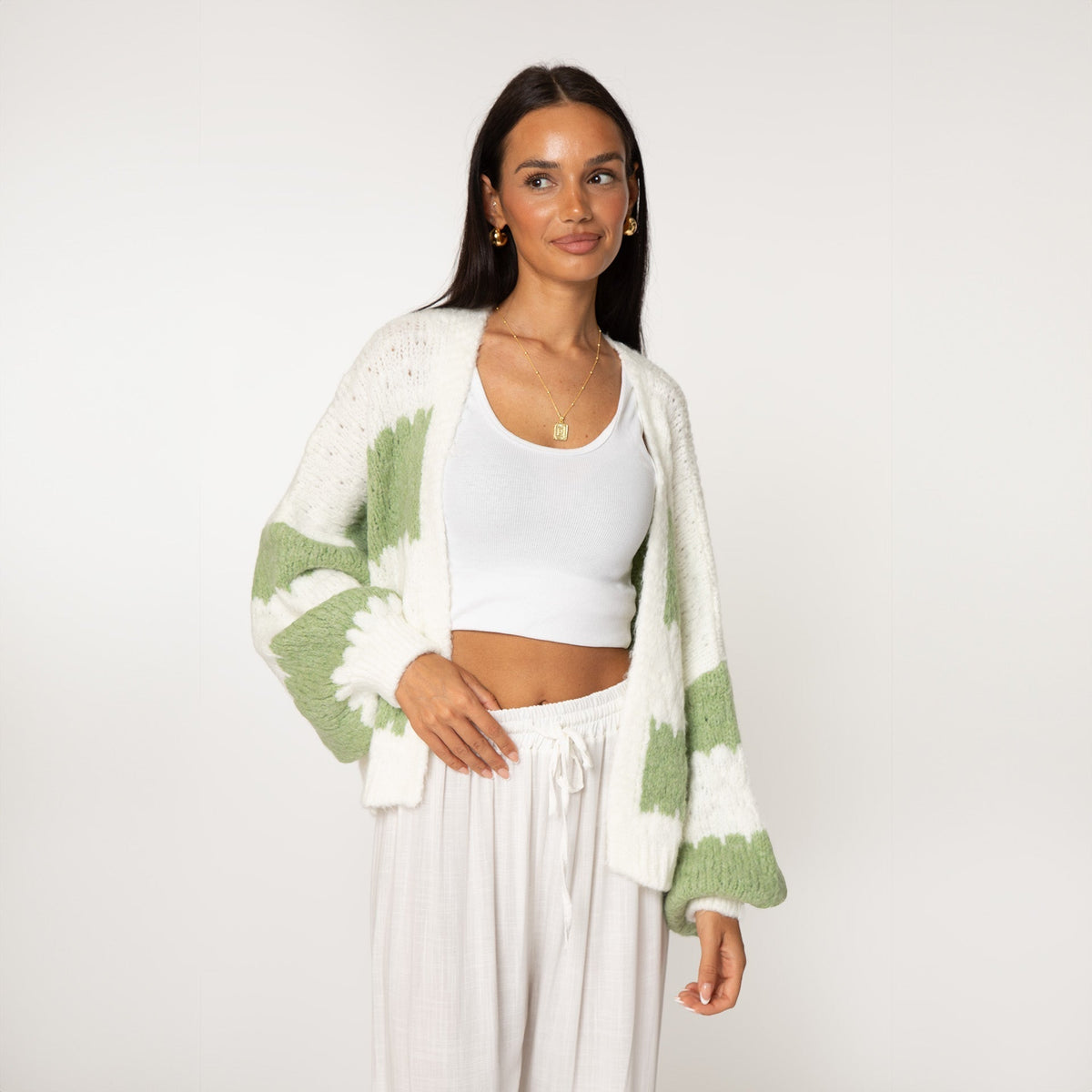 Oversized Cardigan with Wide Stripes
