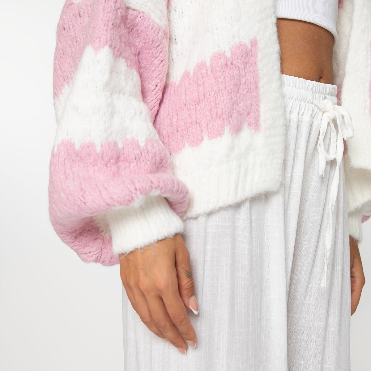 Oversized Cardigan with Wide Stripes