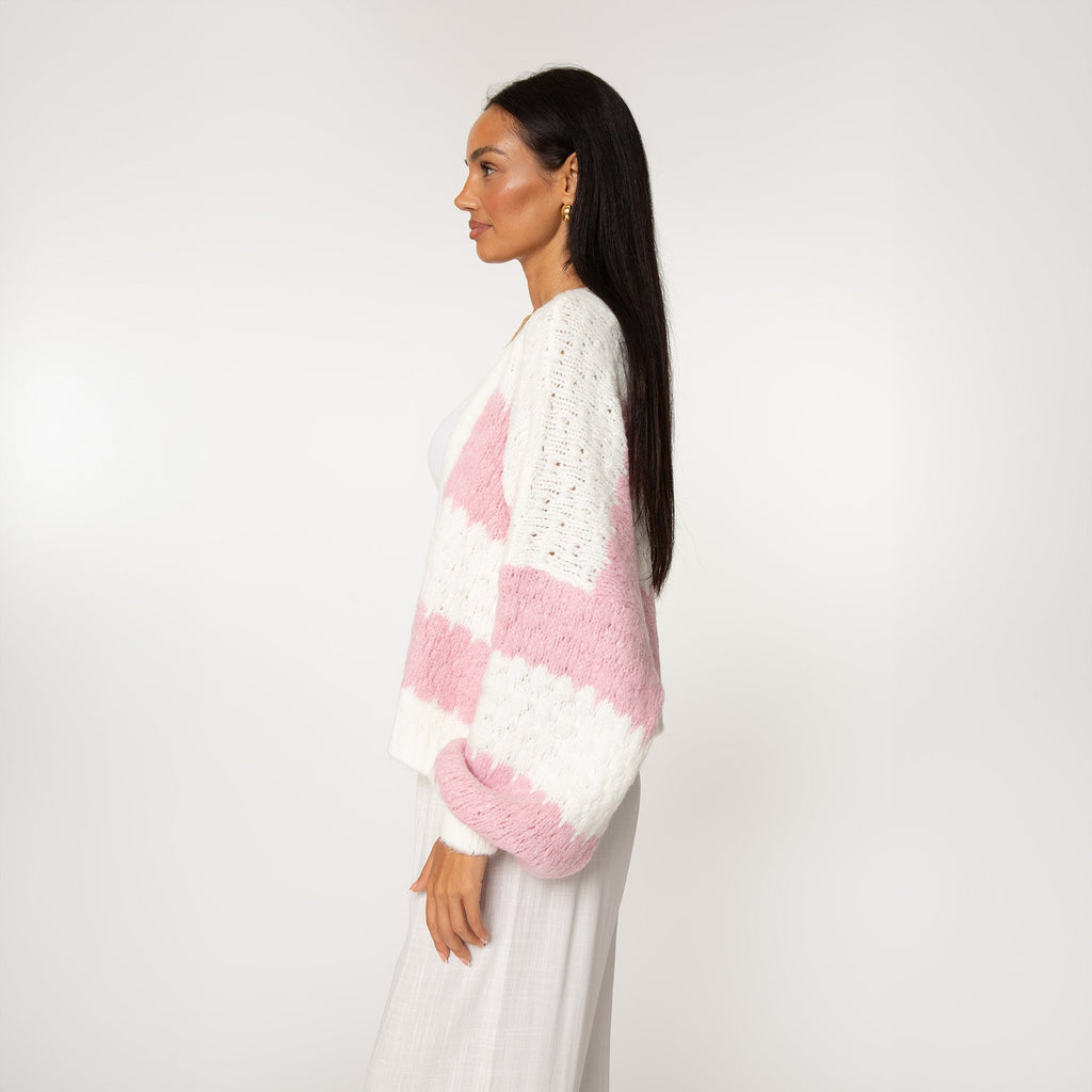 Oversized Cardigan with Wide Stripes