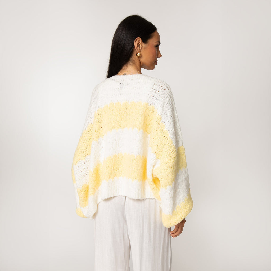 Oversized Cardigan with Wide Stripes