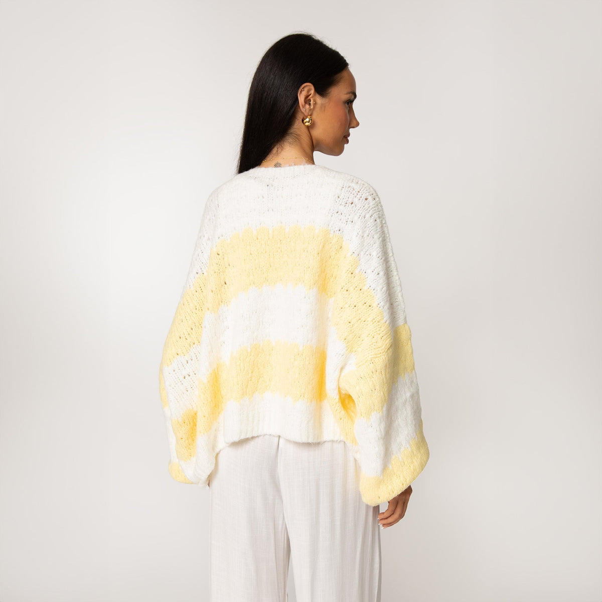 Oversized Cardigan with Wide Stripes