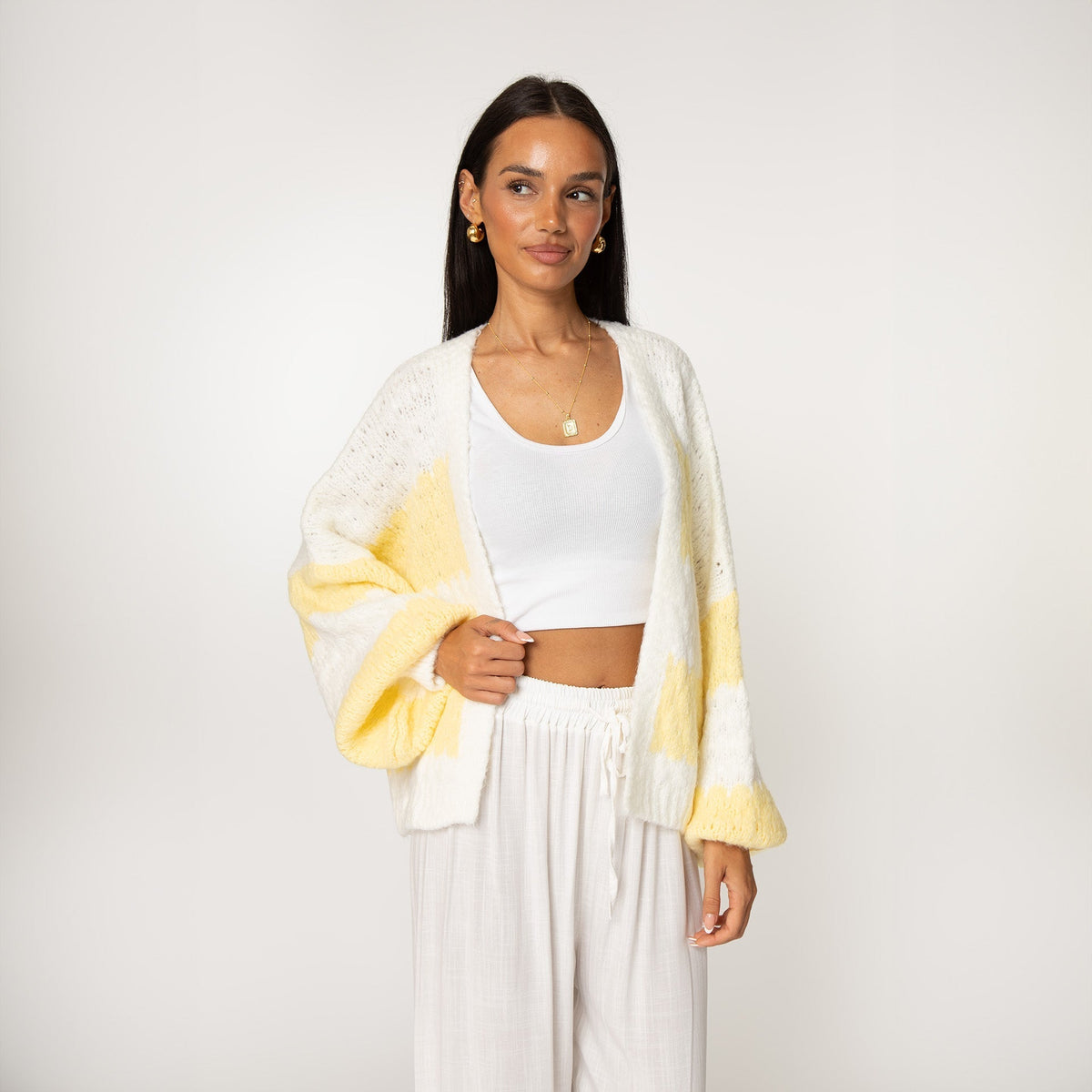 Oversized Cardigan with Wide Stripes