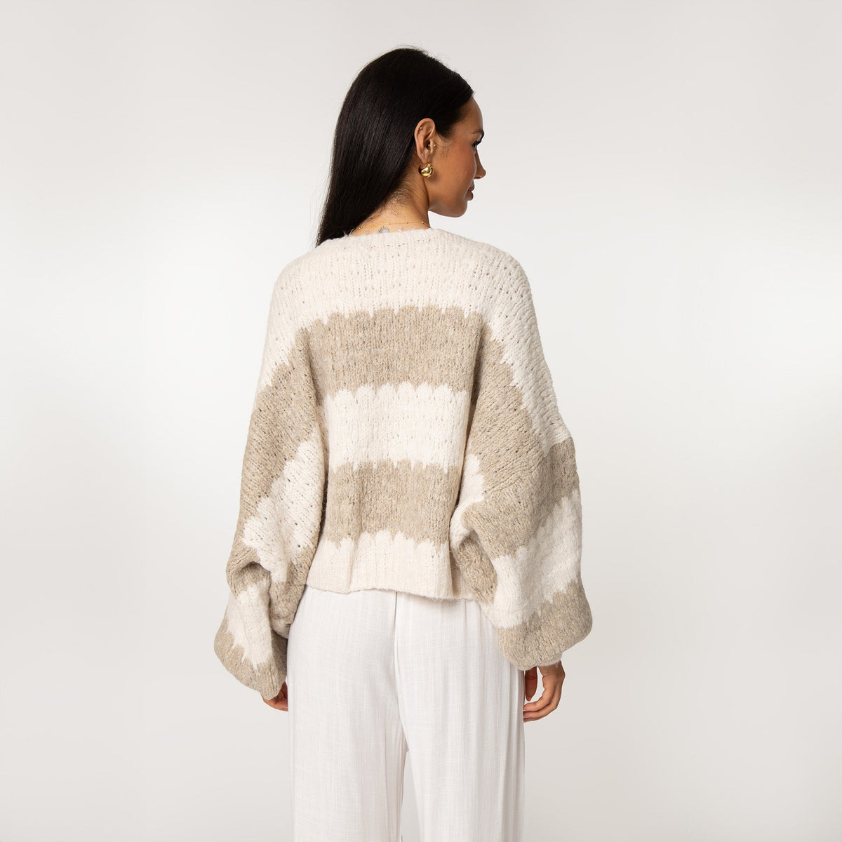 Oversized Cardigan with Wide Stripes
