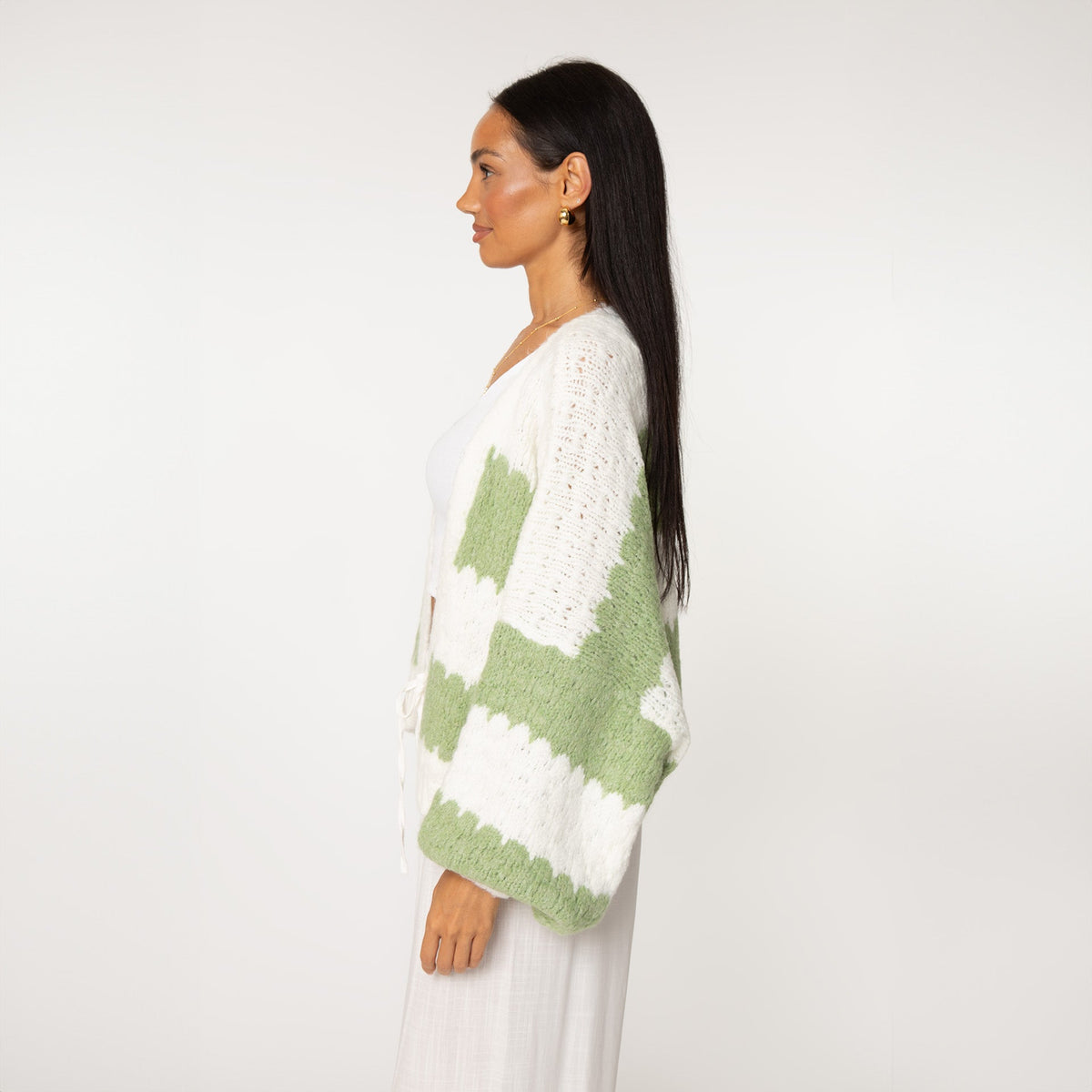 Oversized Cardigan with Wide Stripes