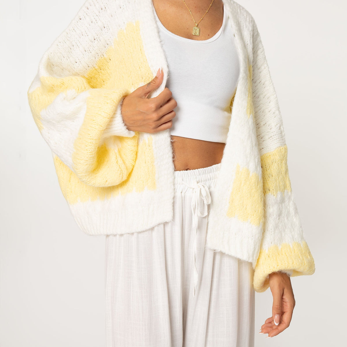 Oversized Cardigan with Wide Stripes