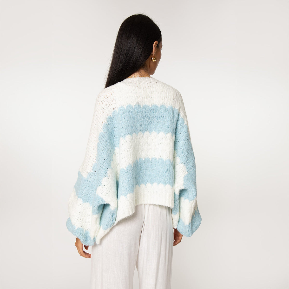 Oversized Cardigan with Wide Stripes
