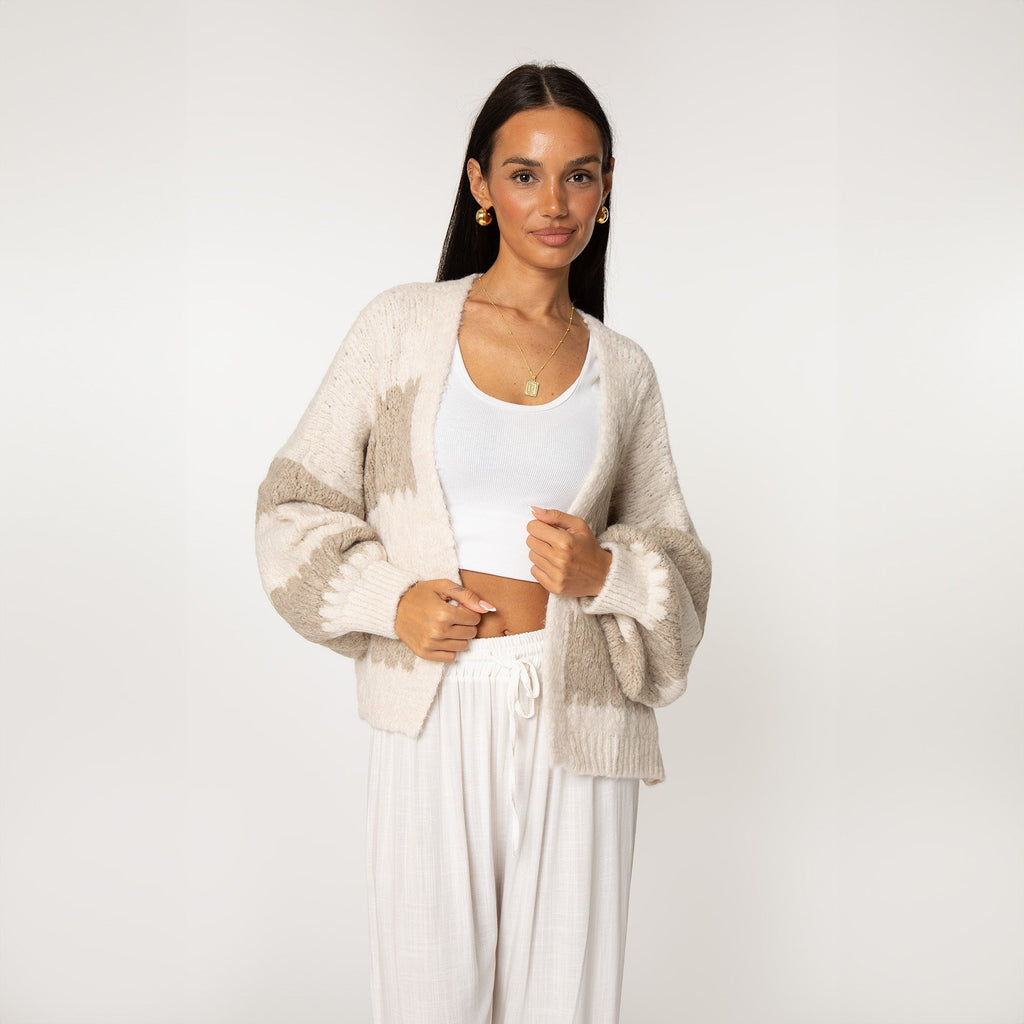 Oversized Cardigan with Wide Stripes
