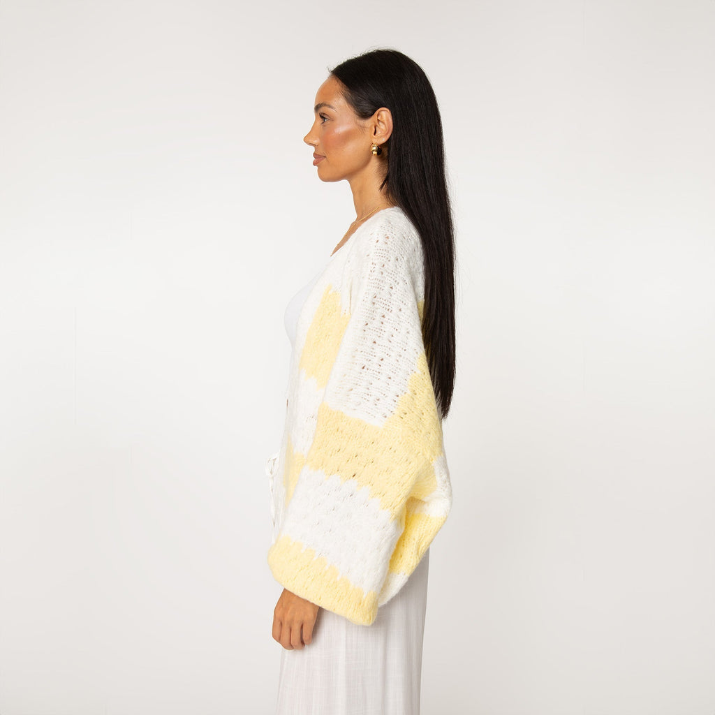 Oversized Cardigan with Wide Stripes