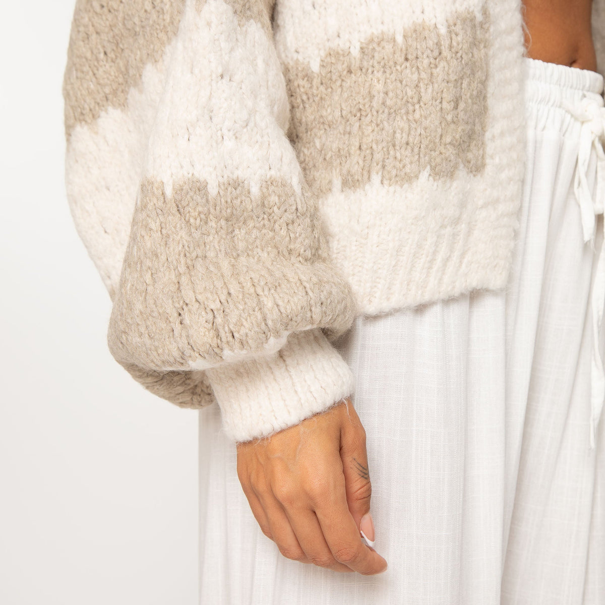 Oversized Cardigan with Wide Stripes