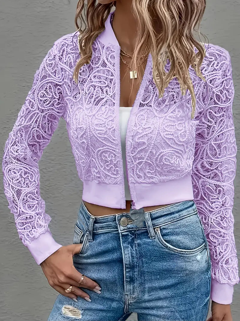 Celina Crop Lace Bomber