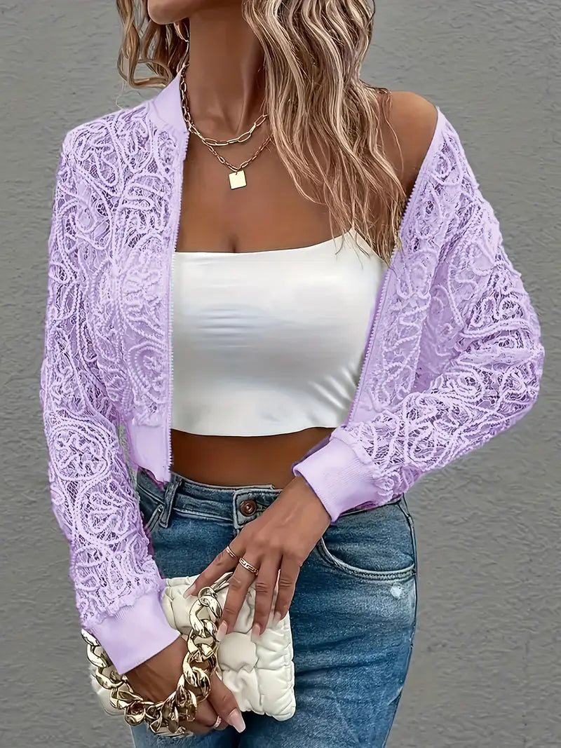 Celina Crop Lace Bomber