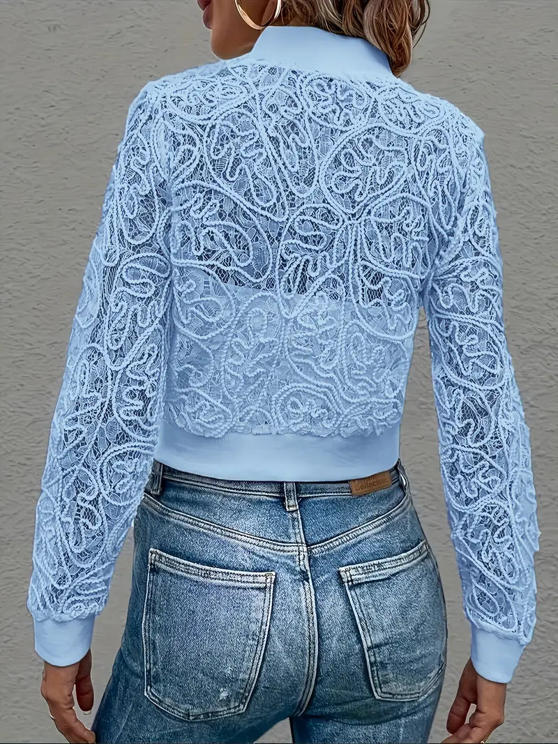 Celina Crop Lace Bomber