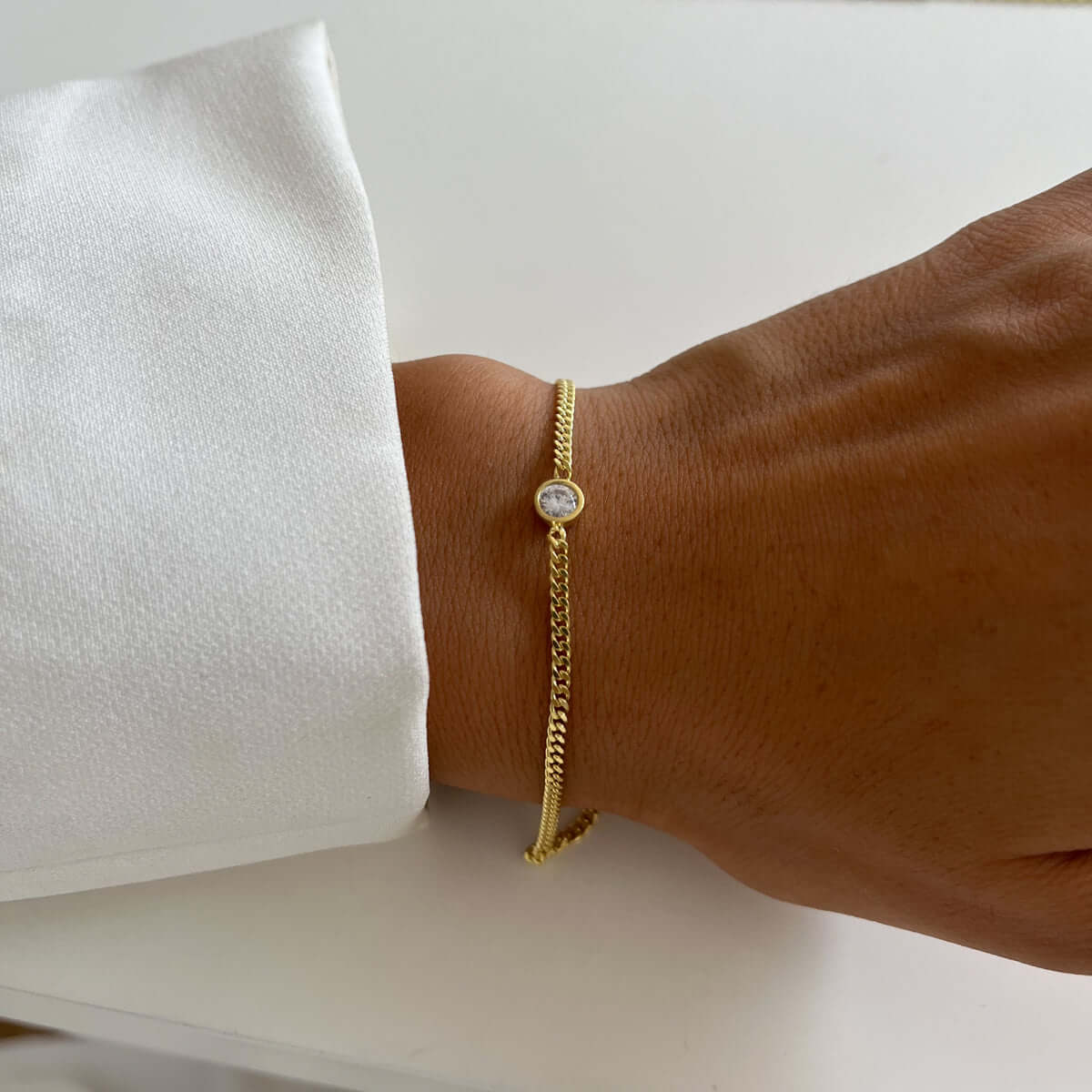 Delicate Bracelet with a Center Stone