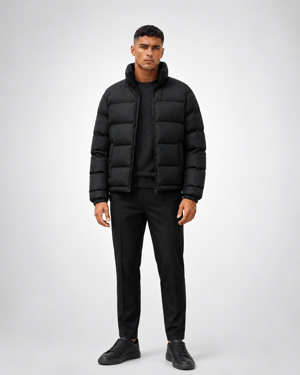 Chaqueta corta acolchada con cuello alto — Hombre