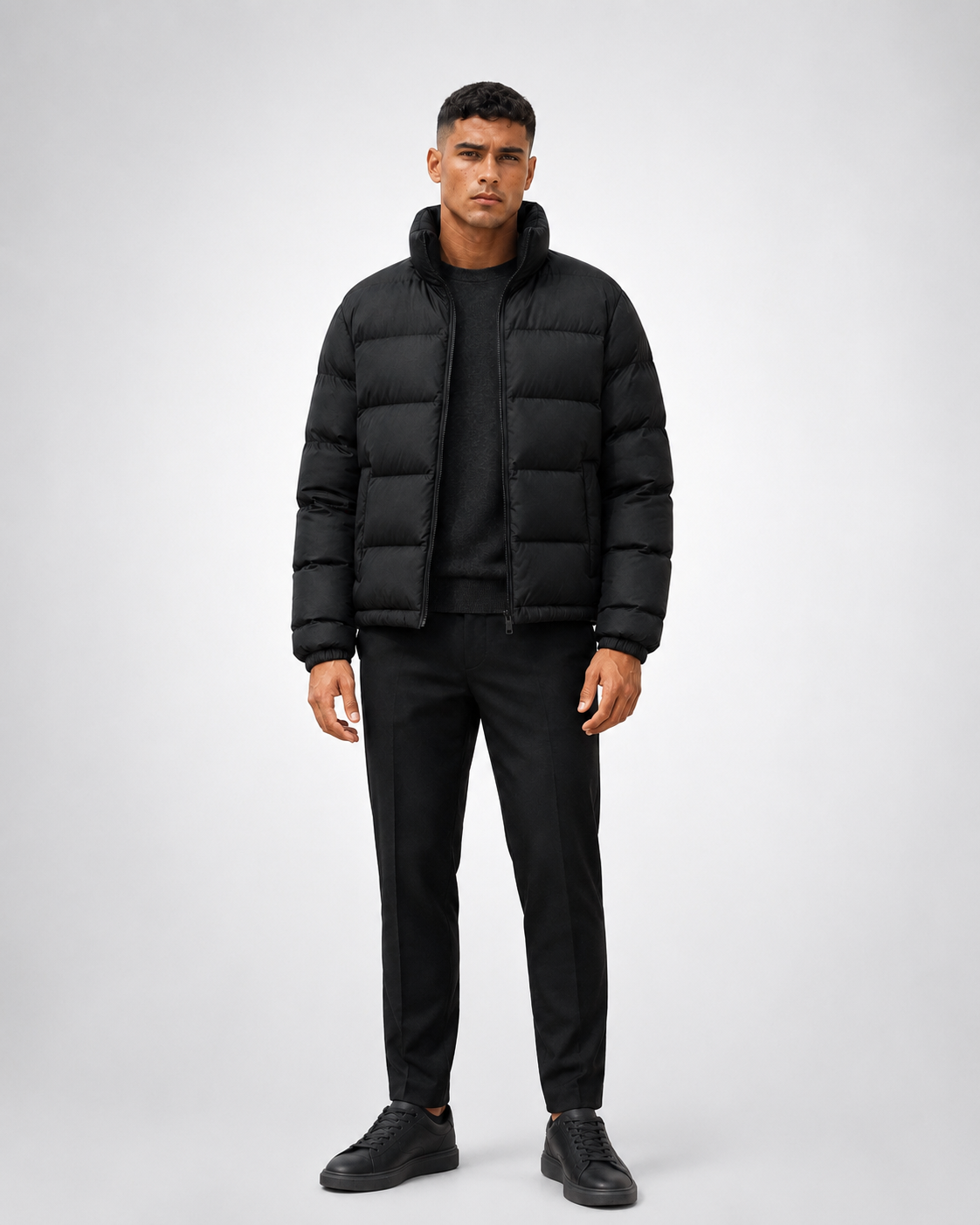 Chaqueta corta acolchada con cuello alto — Hombre