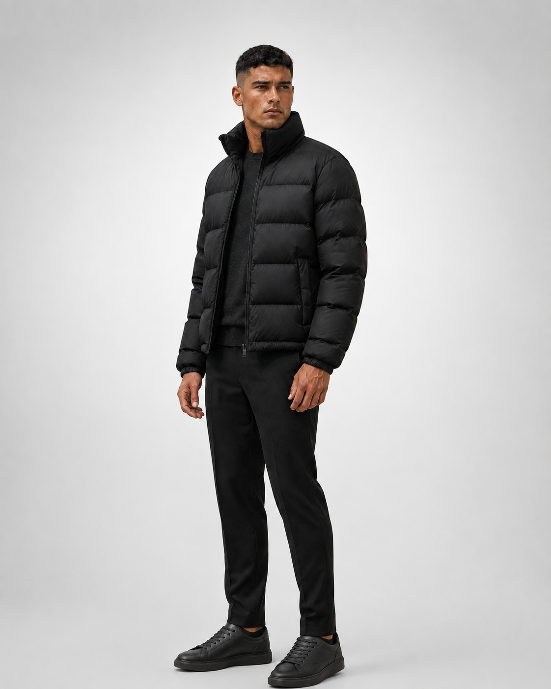Chaqueta corta acolchada con cuello alto — Hombre