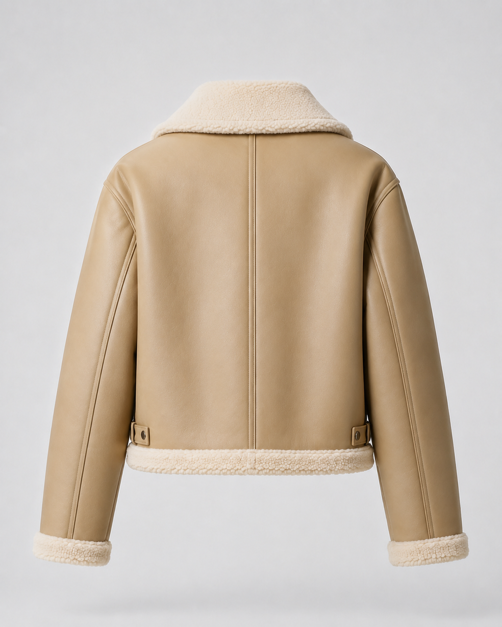 Leather-Look Bomber Jacket with Shearling — Women's