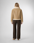 Leather-Look Bomber Jacket with Shearling — Women's